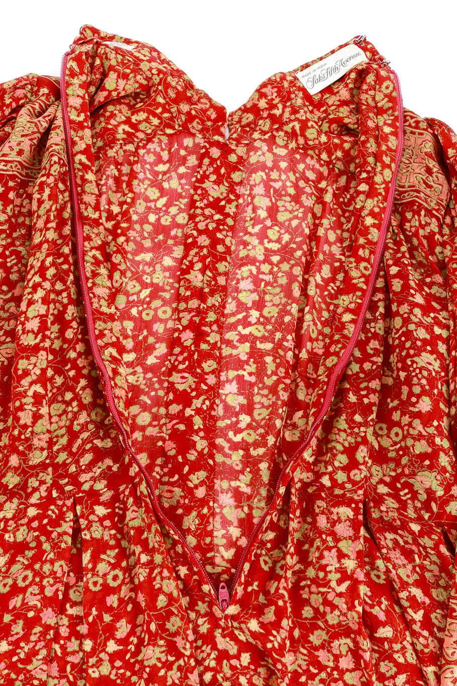 Floral Silk Peasant Dress