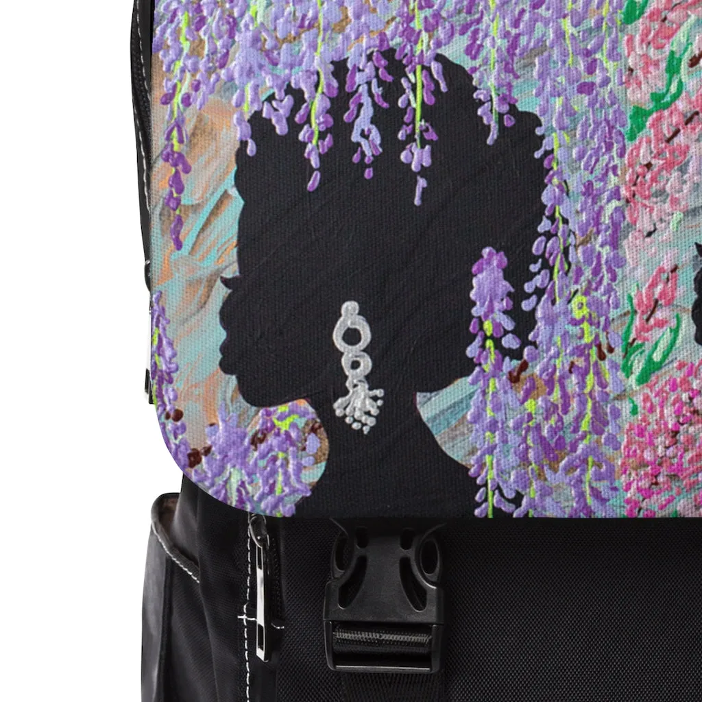 Four Flowers: Silhouette Series Unisex Casual Shoulder Backpack