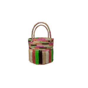 Fringed Multicolor Baby tote woven straw