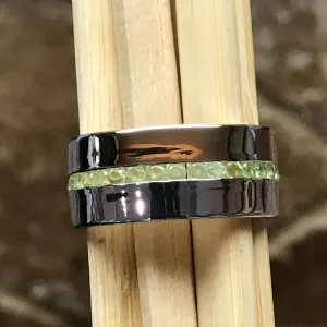 Genuine 2ct Green Peridot 925 Solid Sterling Silver Men's Ring Size 6, 7, 8, 9, 10, 11, 12, 13