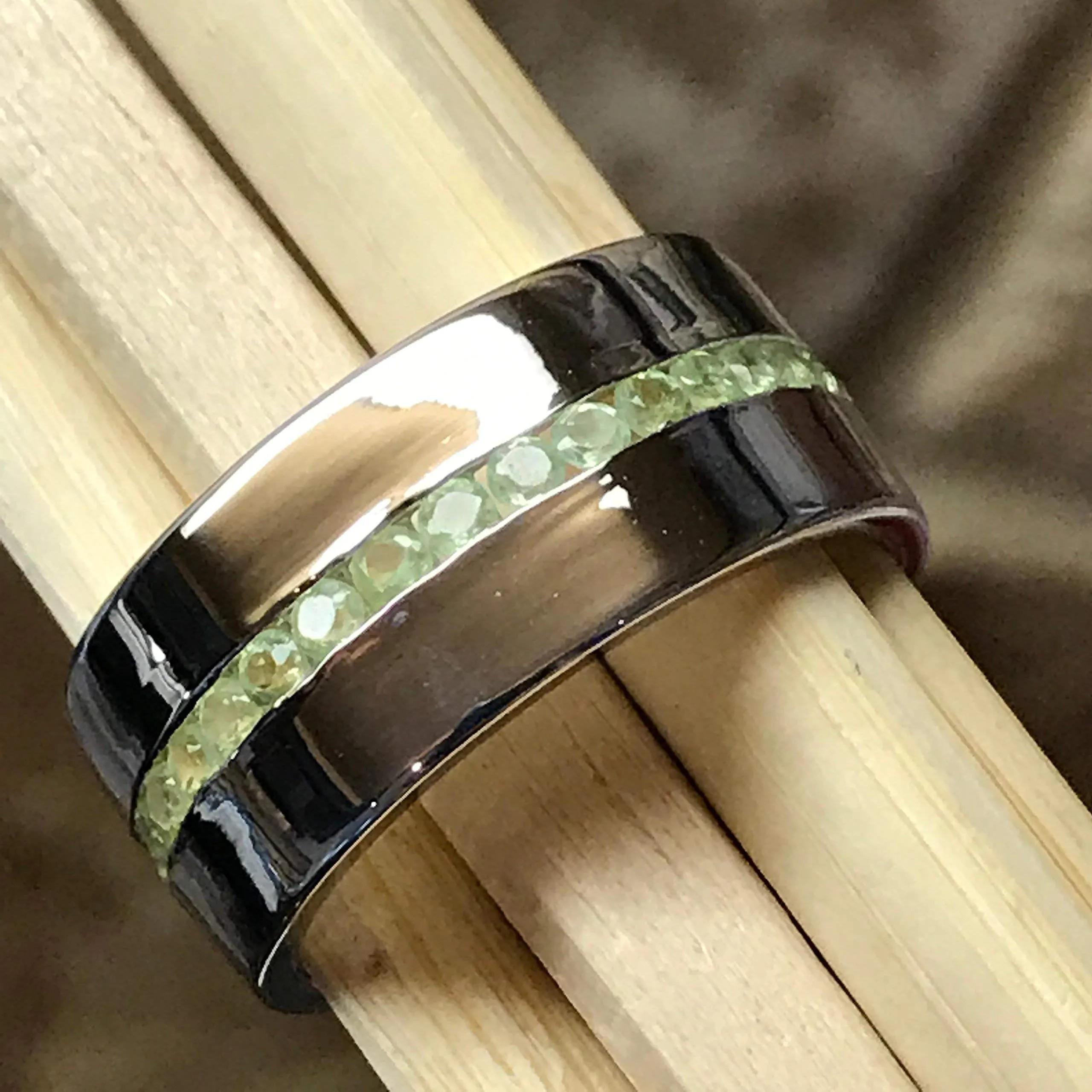 Genuine 2ct Green Peridot 925 Solid Sterling Silver Men's Ring Size 6, 7, 8, 9, 10, 11, 12, 13