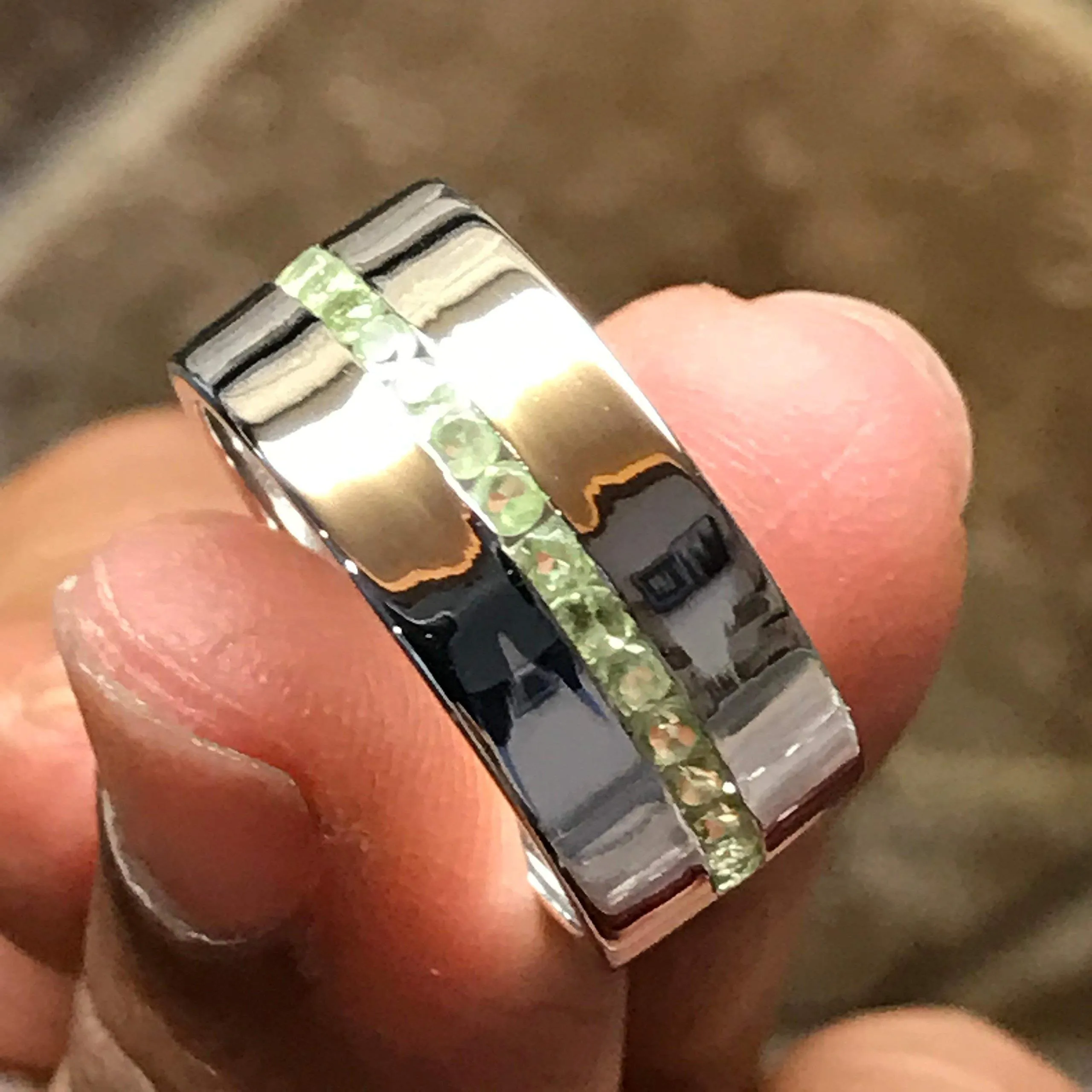 Genuine 2ct Green Peridot 925 Solid Sterling Silver Men's Ring Size 6, 7, 8, 9, 10, 11, 12, 13