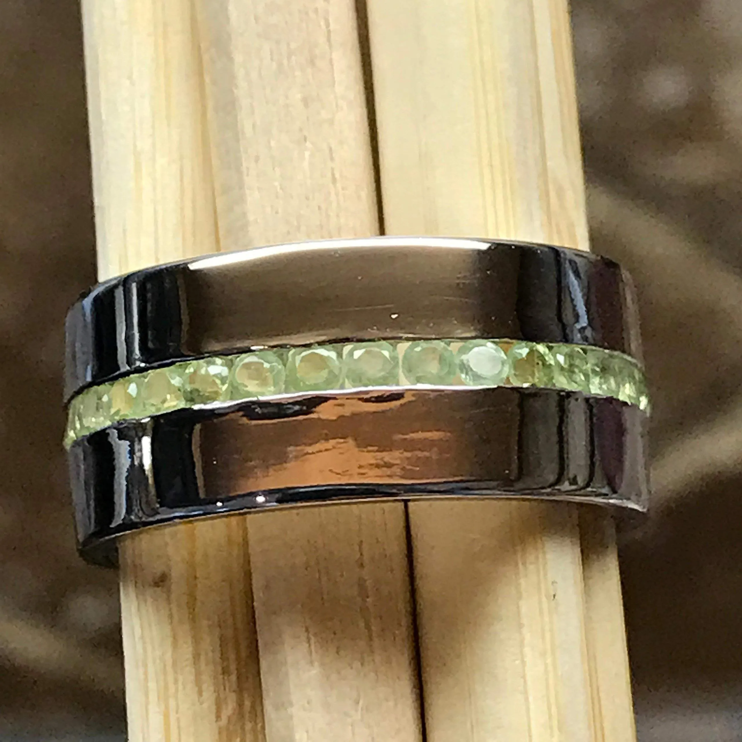 Genuine 2ct Green Peridot 925 Solid Sterling Silver Men's Ring Size 6, 7, 8, 9, 10, 11, 12, 13