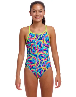 Girls Choppy Waters Diamond Back Swimsuit - Multi