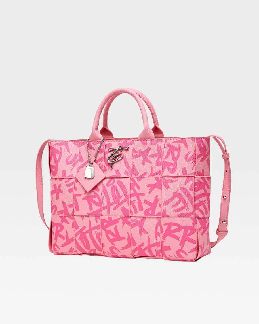 Graffiti Tote Bag in Pink