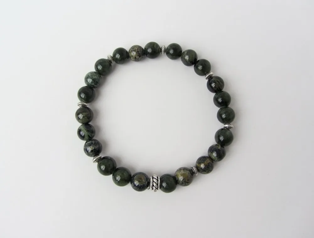 Green Crazy Lace Agate Mens Bracelet