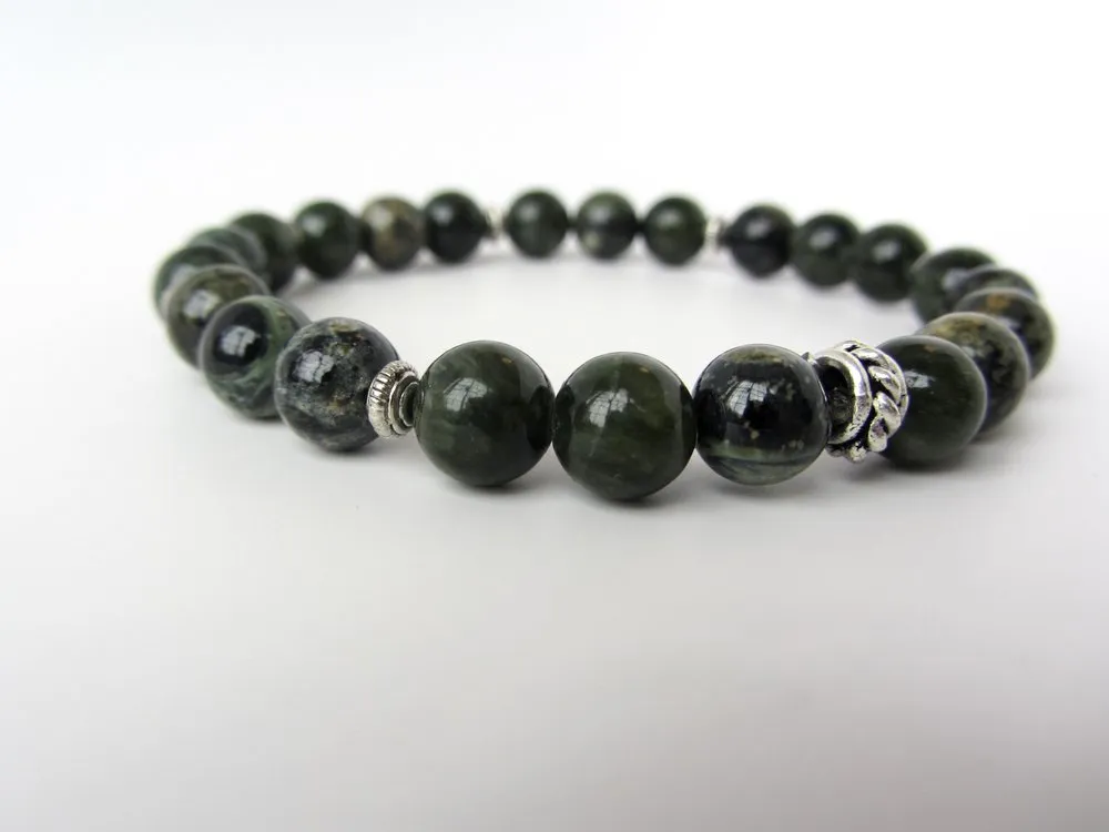 Green Crazy Lace Agate Mens Bracelet