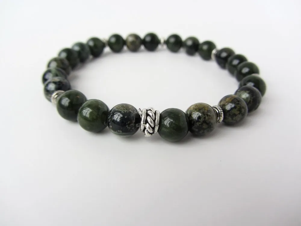 Green Crazy Lace Agate Mens Bracelet