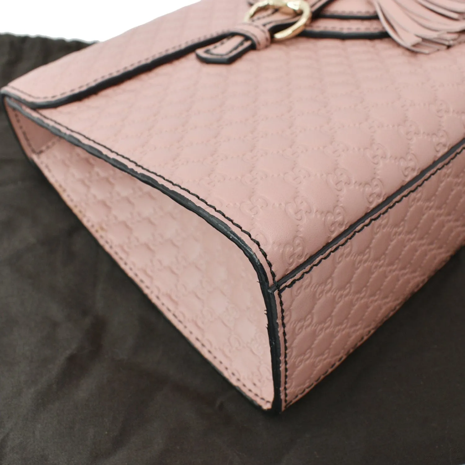 GUCCI Emily Medium GG Guccissima Leather Chain Shoulder Bag Light Pink 449635