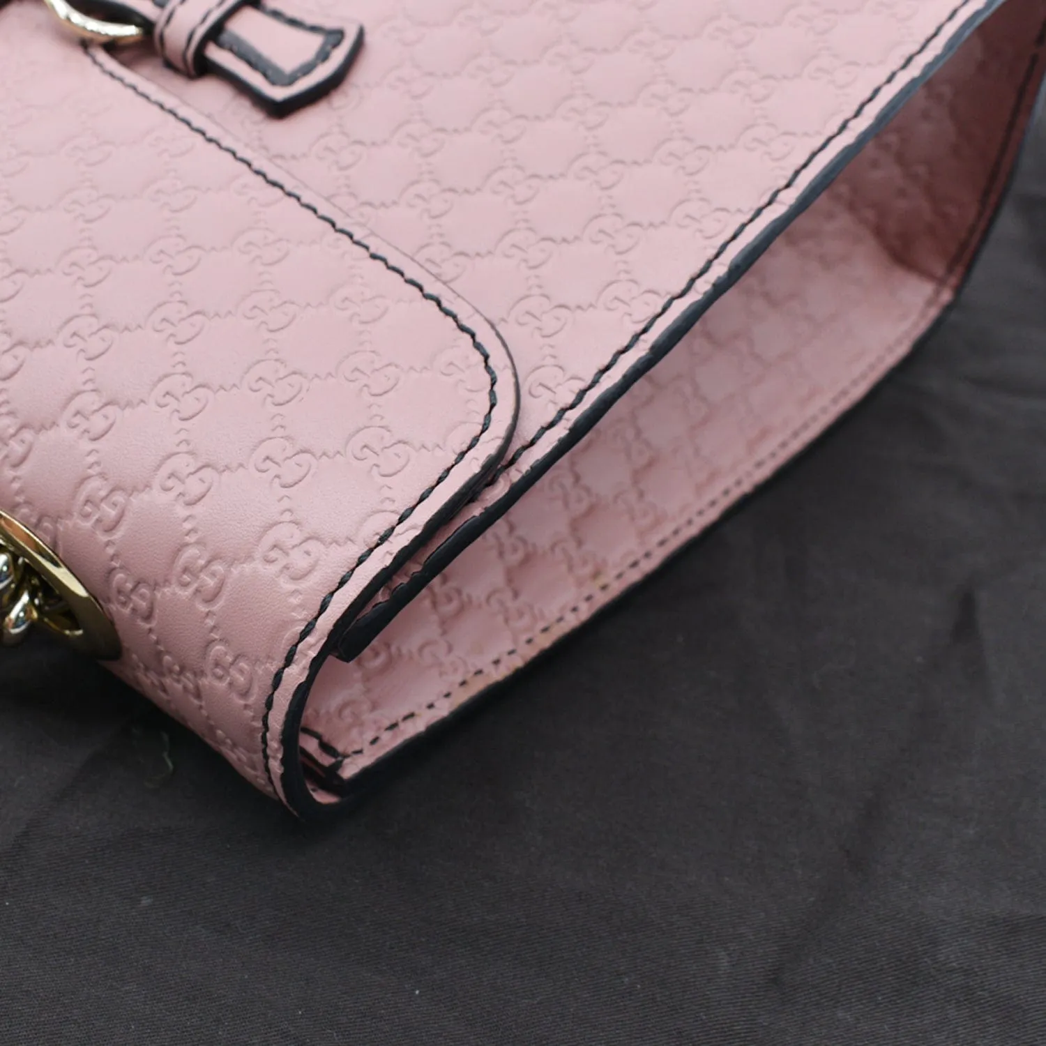 GUCCI Emily Medium GG Guccissima Leather Chain Shoulder Bag Light Pink 449635