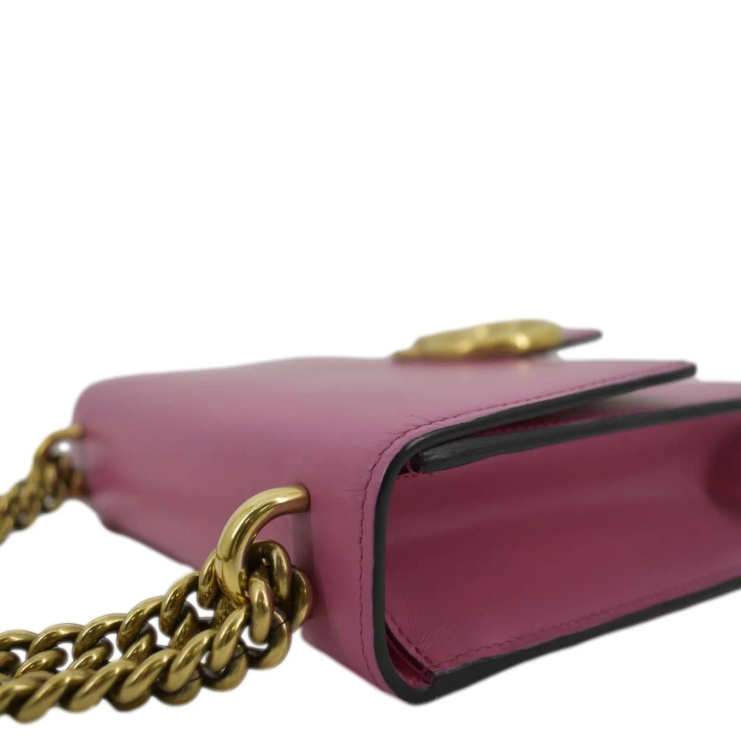 GUCCI GG Interlocking Leather Chain Shoulder Bag Pink 431384