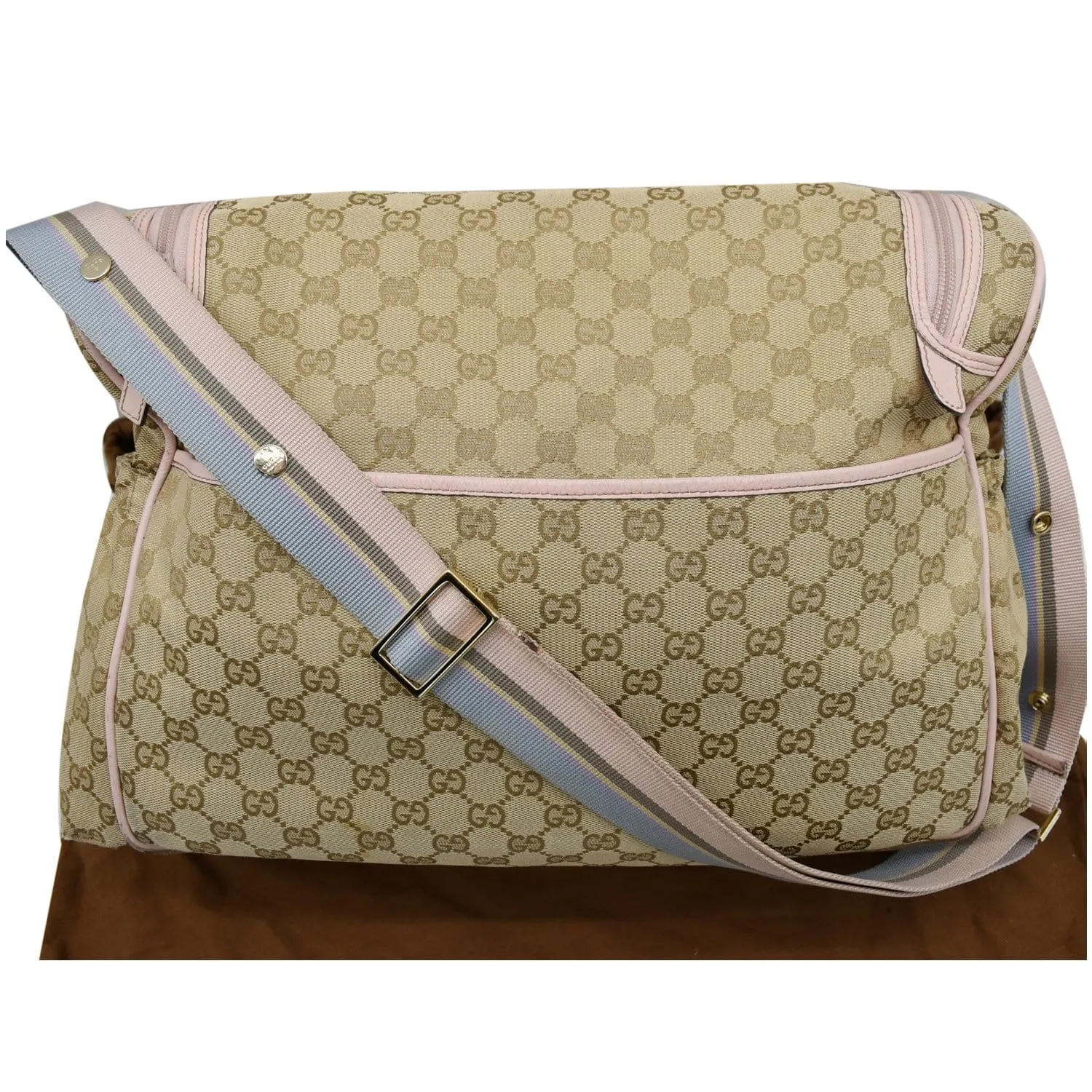 GUCCI Large Diaper GG Supreme Canvas Shoulder Bag Pink 123326