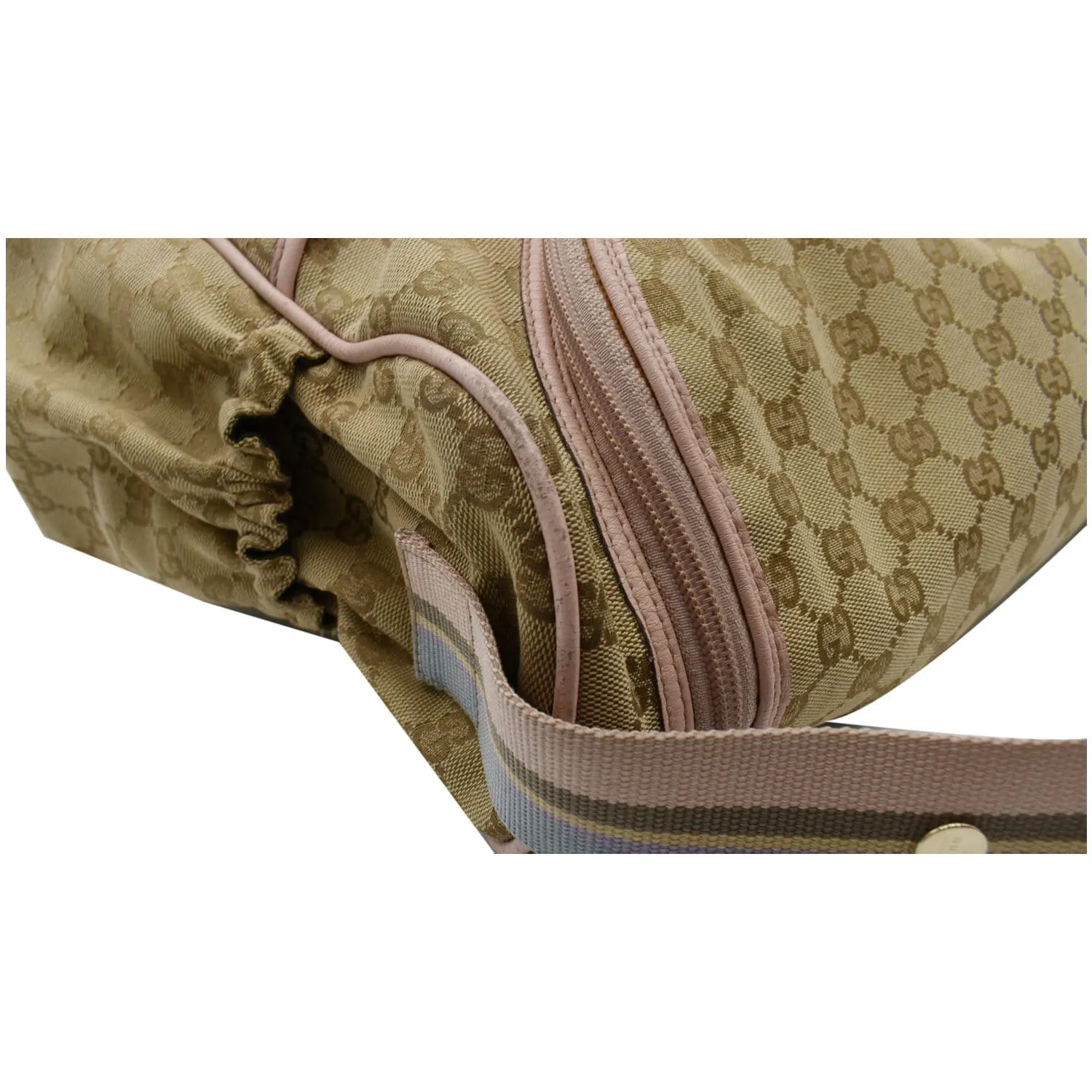 GUCCI Large Diaper GG Supreme Canvas Shoulder Bag Pink 123326
