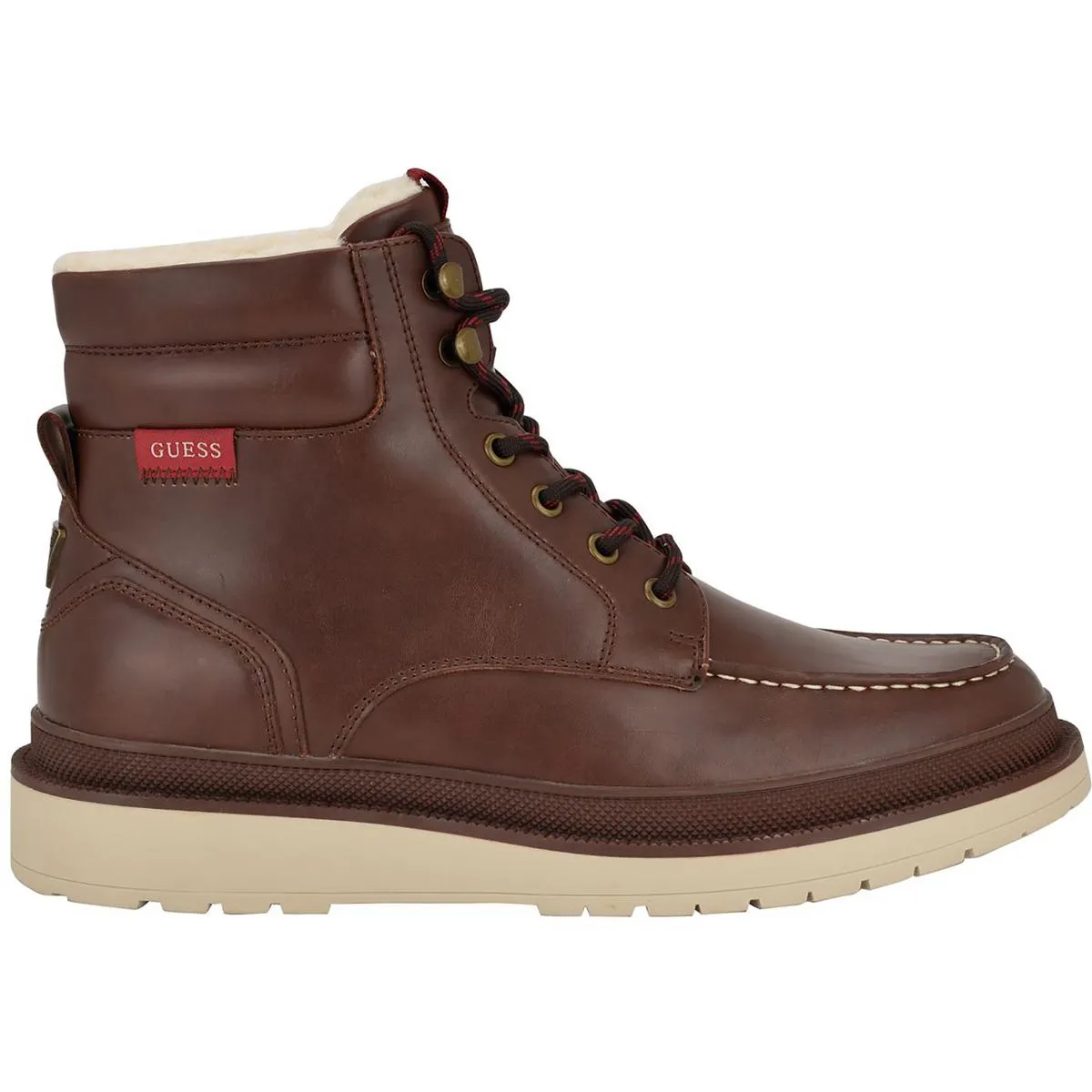 Guess Mens Chesley Solid Faux Leather Combat & Lace-Up Boots