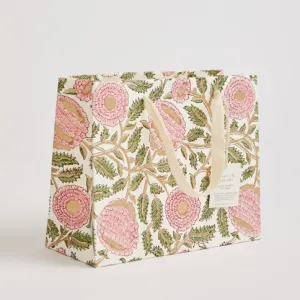 Hand Block Printed Gift Bags, Pink