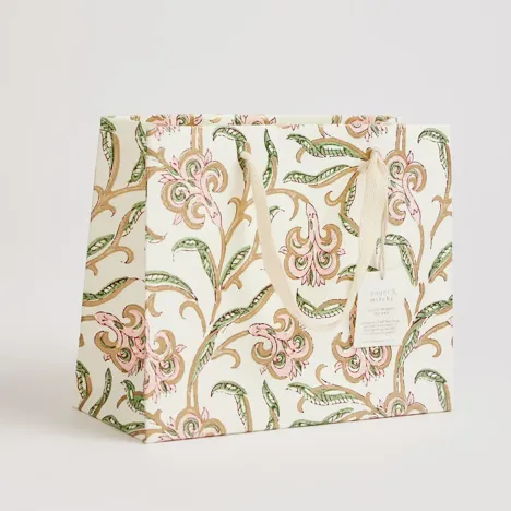 Hand Block Printed Gift Bags, Pink
