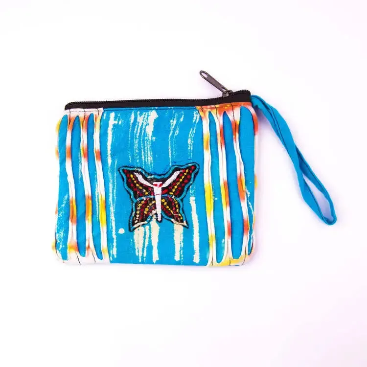 Handloomed Cotton Purse – Butterfly Design Zipper Pouch