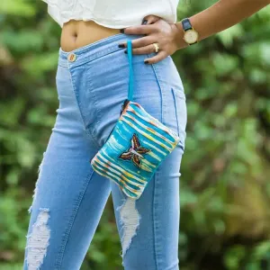 Handloomed Cotton Purse – Butterfly Design Zipper Pouch