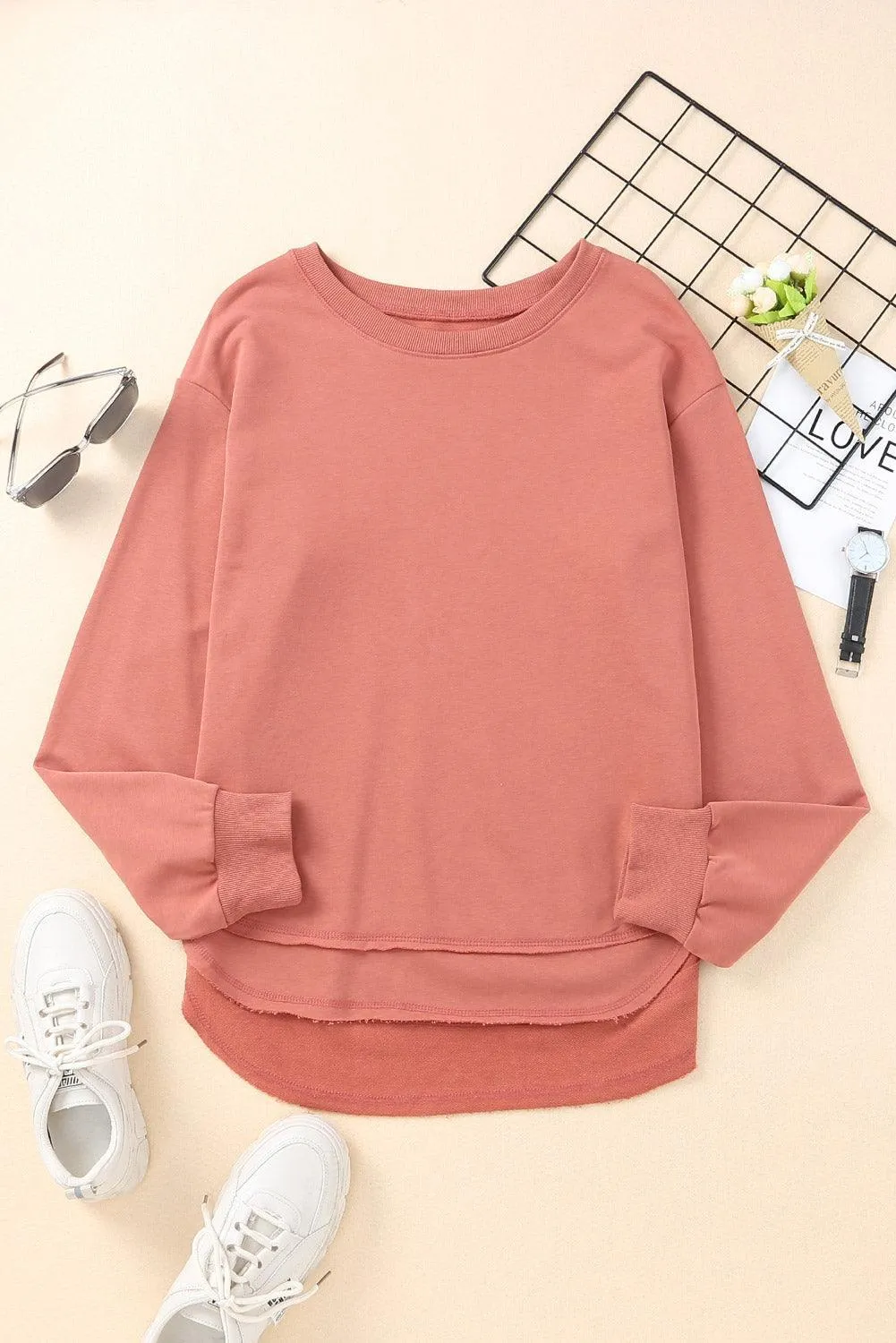 Hazel Blues® | Side Slit Drop Shoulder Sweatshirt