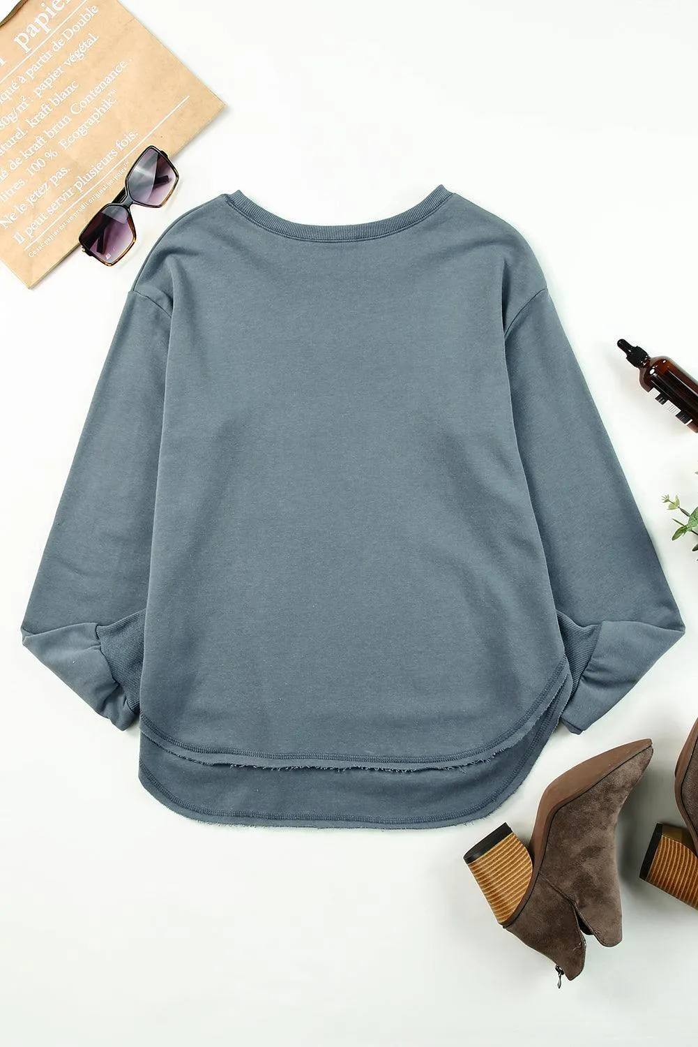 Hazel Blues® | Side Slit Drop Shoulder Sweatshirt