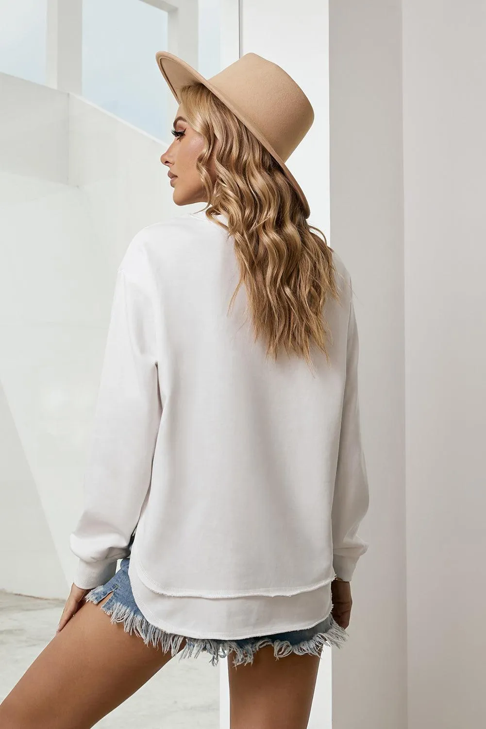 Hazel Blues® | Side Slit Drop Shoulder Sweatshirt