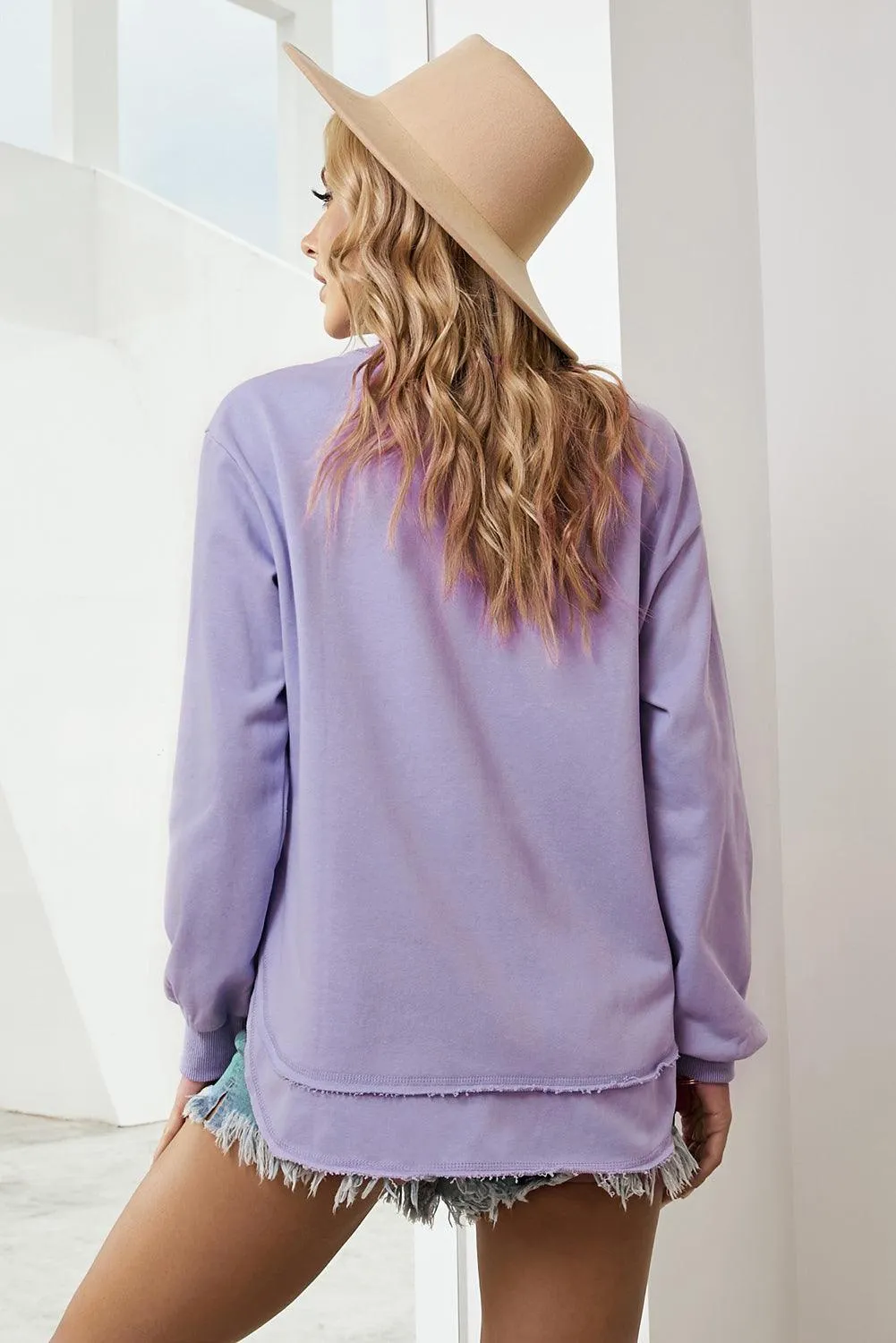 Hazel Blues® | Side Slit Drop Shoulder Sweatshirt