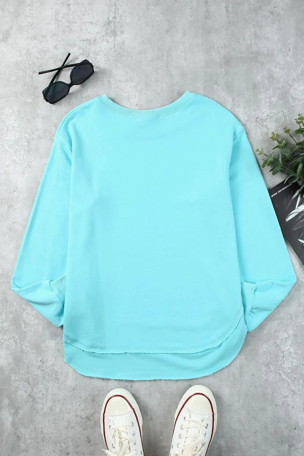 Hazel Blues® | Side Slit Drop Shoulder Sweatshirt