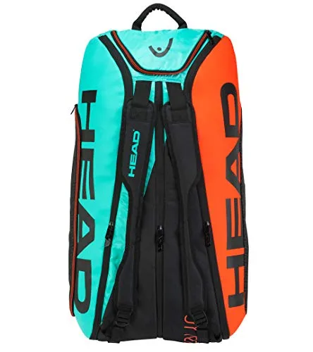 HEAD Tour Team 12R Polyester Professional Tournament Tennis Kit Bag Compartments: Three | Capacity: 12 Racquets | Ventilated Shoe Compartment | Colour : Black-Teal