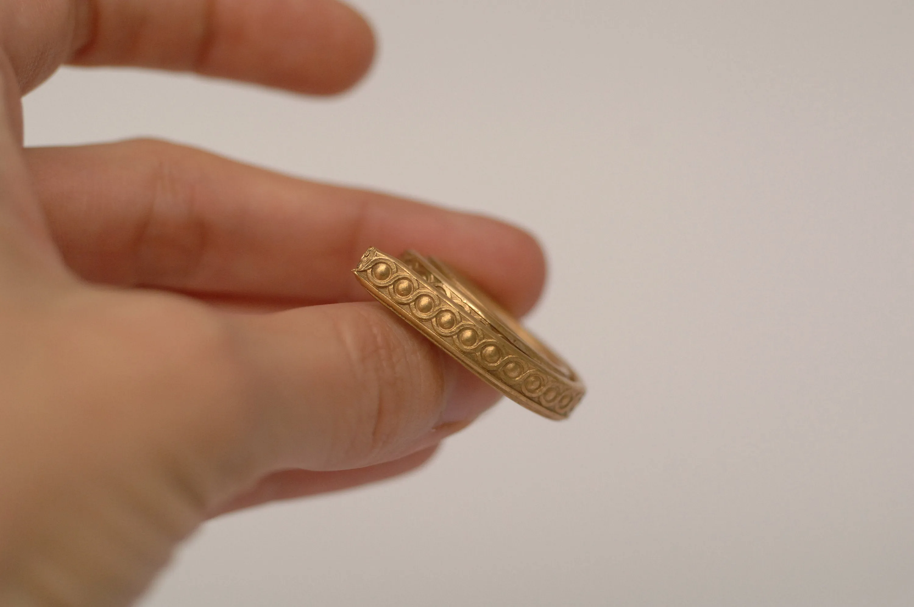 Heavy Ring band or bracelet shank 5.5mm x 2mm Intertwined dots copper, brass, bronze, nickel silver