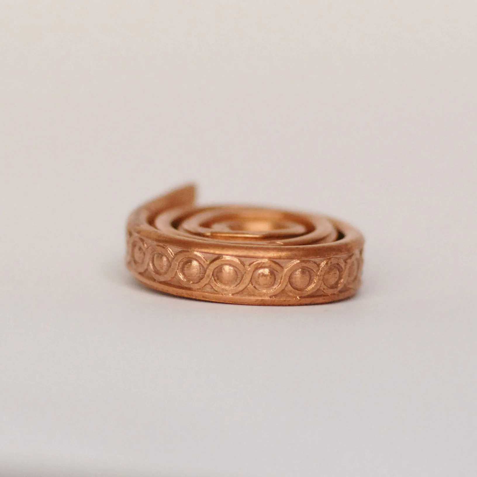 Heavy Ring band or bracelet shank 5.5mm x 2mm Intertwined dots copper, brass, bronze, nickel silver