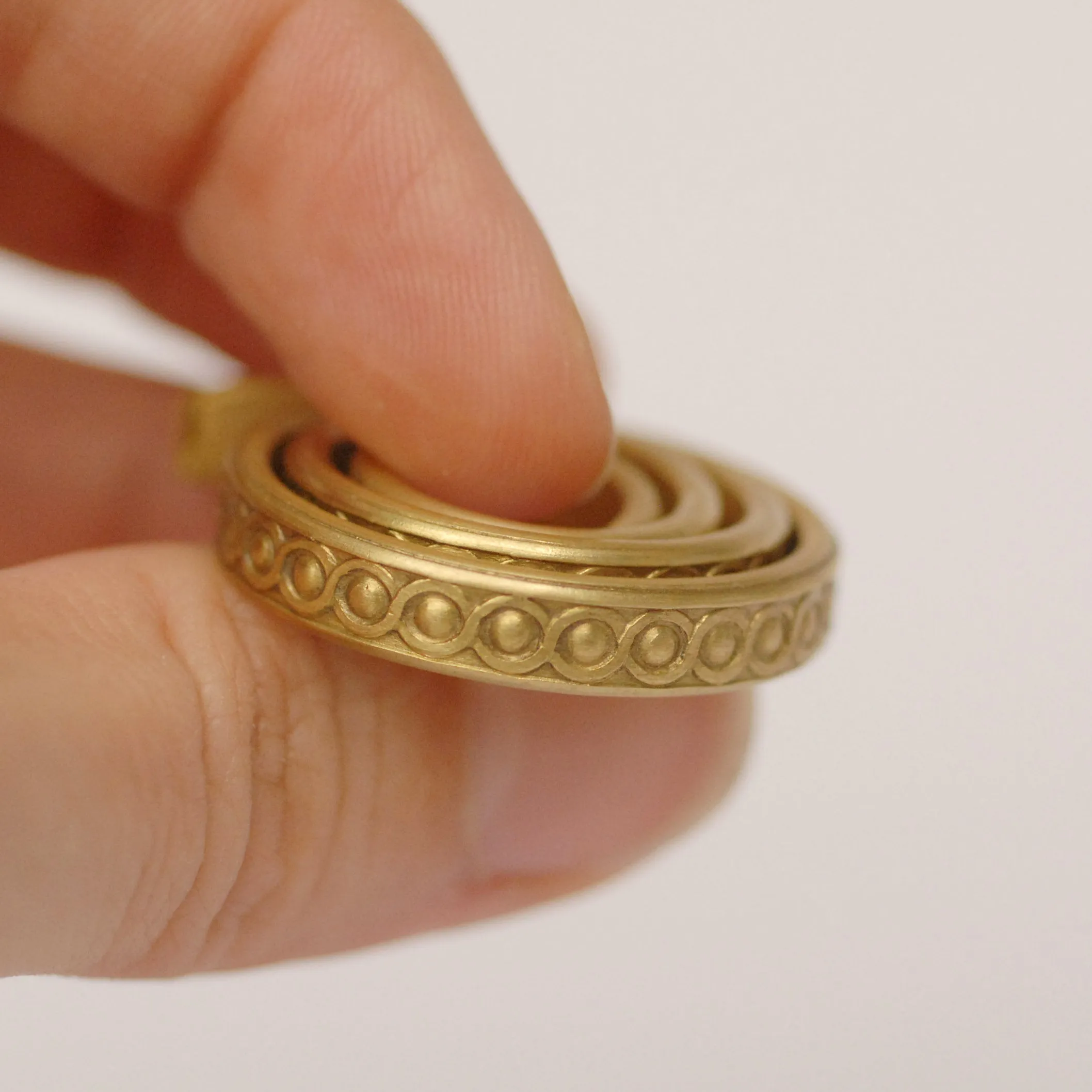 Heavy Ring band or bracelet shank 5.5mm x 2mm Intertwined dots copper, brass, bronze, nickel silver