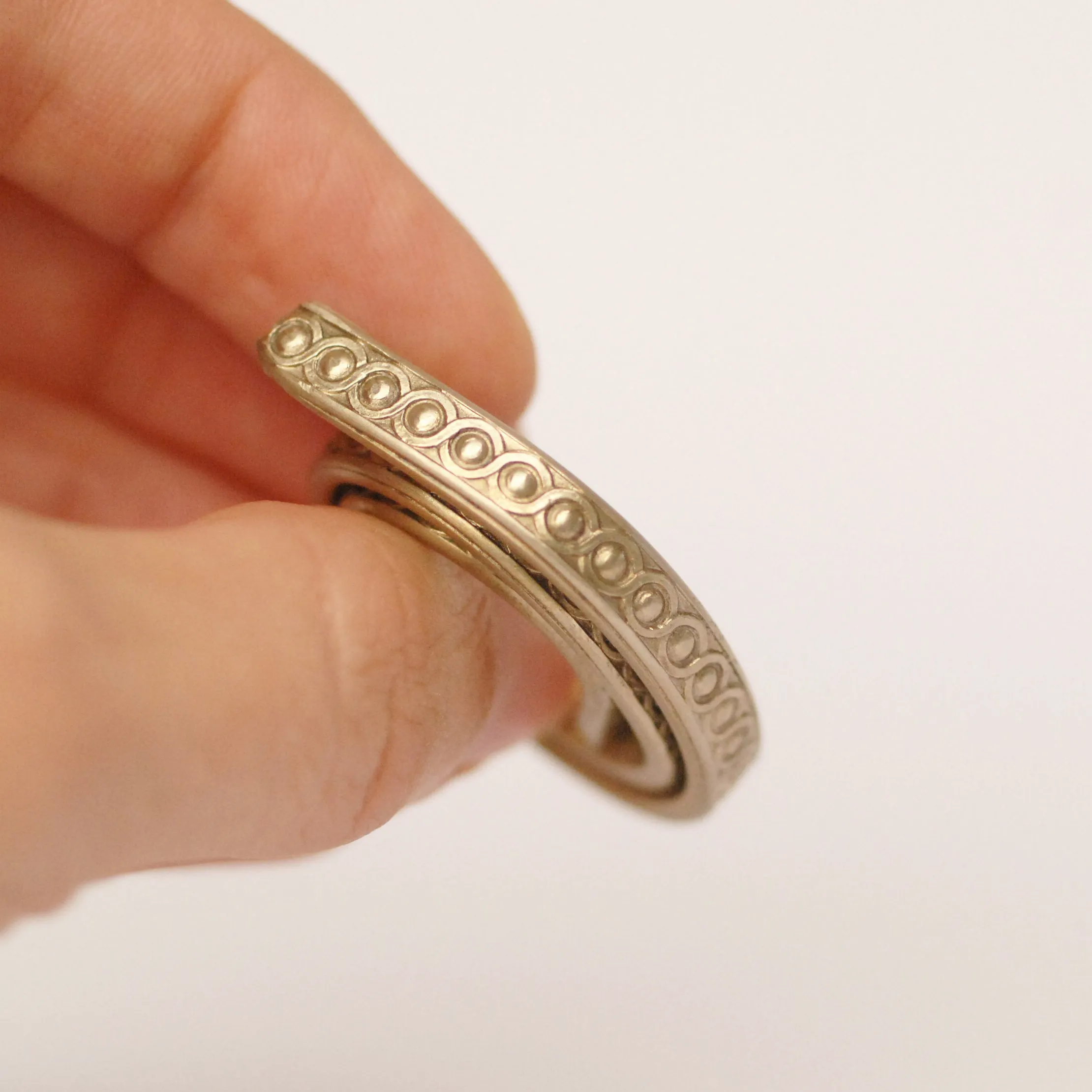 Heavy Ring band or bracelet shank 5.5mm x 2mm Intertwined dots copper, brass, bronze, nickel silver