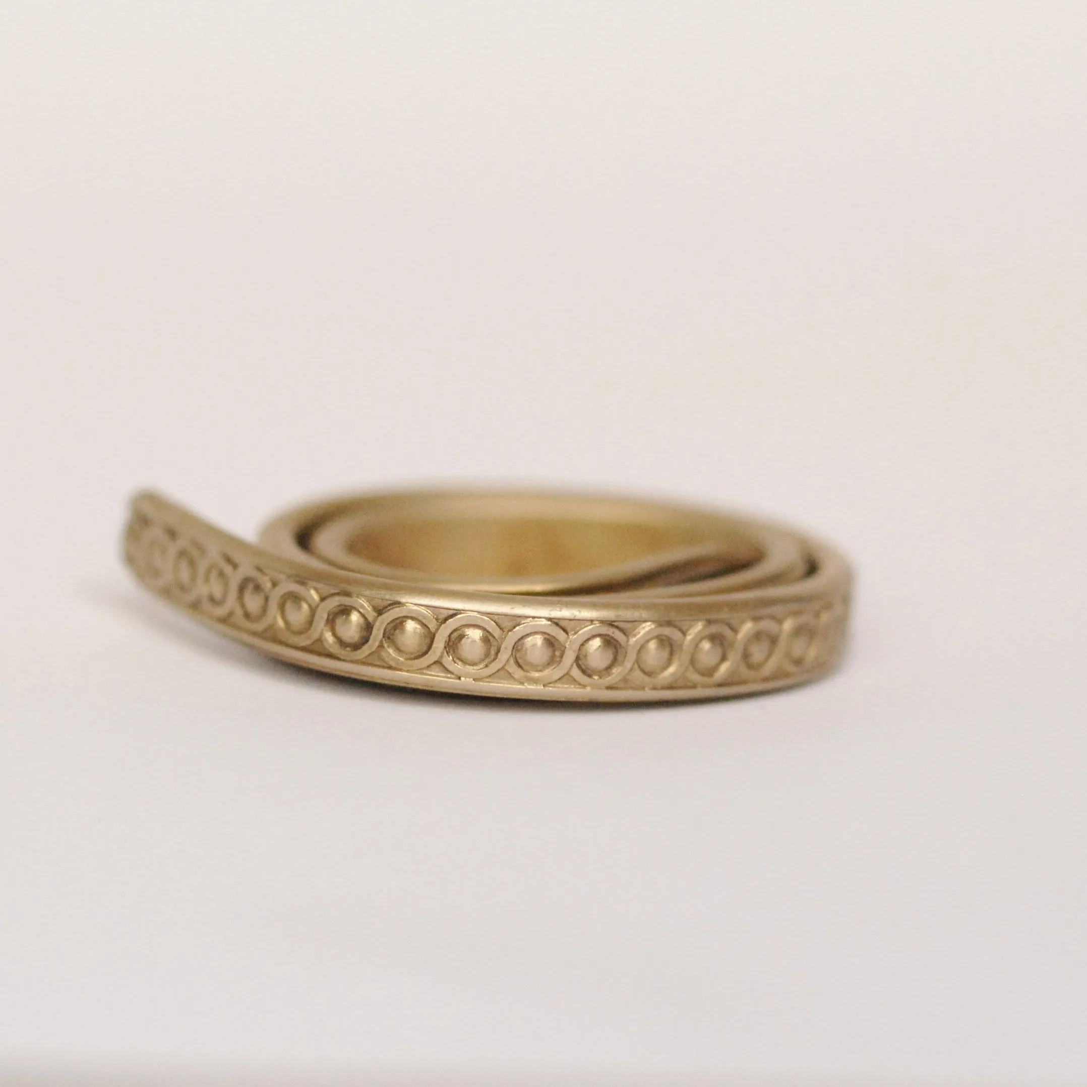Heavy Ring band or bracelet shank 5.5mm x 2mm Intertwined dots copper, brass, bronze, nickel silver