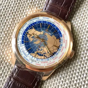 Jaeger LeCoultre Geophysic Universal Time Q8102520 Automatic Blue Lacquer Dial 18K Pink Gold Wristwatch