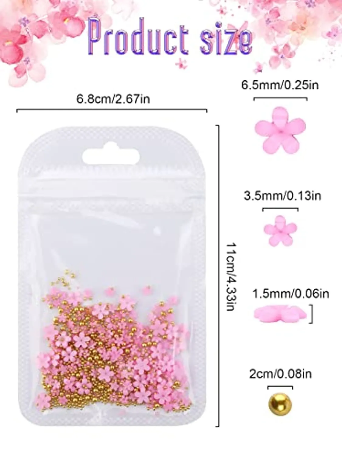 Kalolary 3D Flower Nail Charms Rhinestone for Acrylic Nail Decorations, Acrylic Flowers Nail Art Stud Decorations for Women Girls