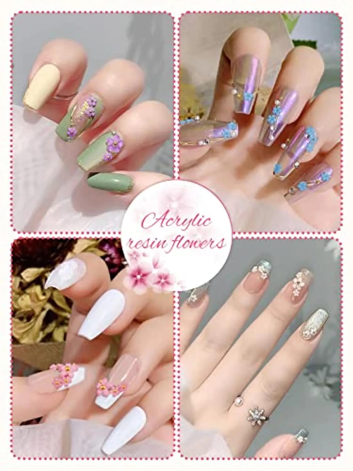Kalolary 3D Flower Nail Charms Rhinestone for Acrylic Nail Decorations, Acrylic Flowers Nail Art Stud Decorations for Women Girls