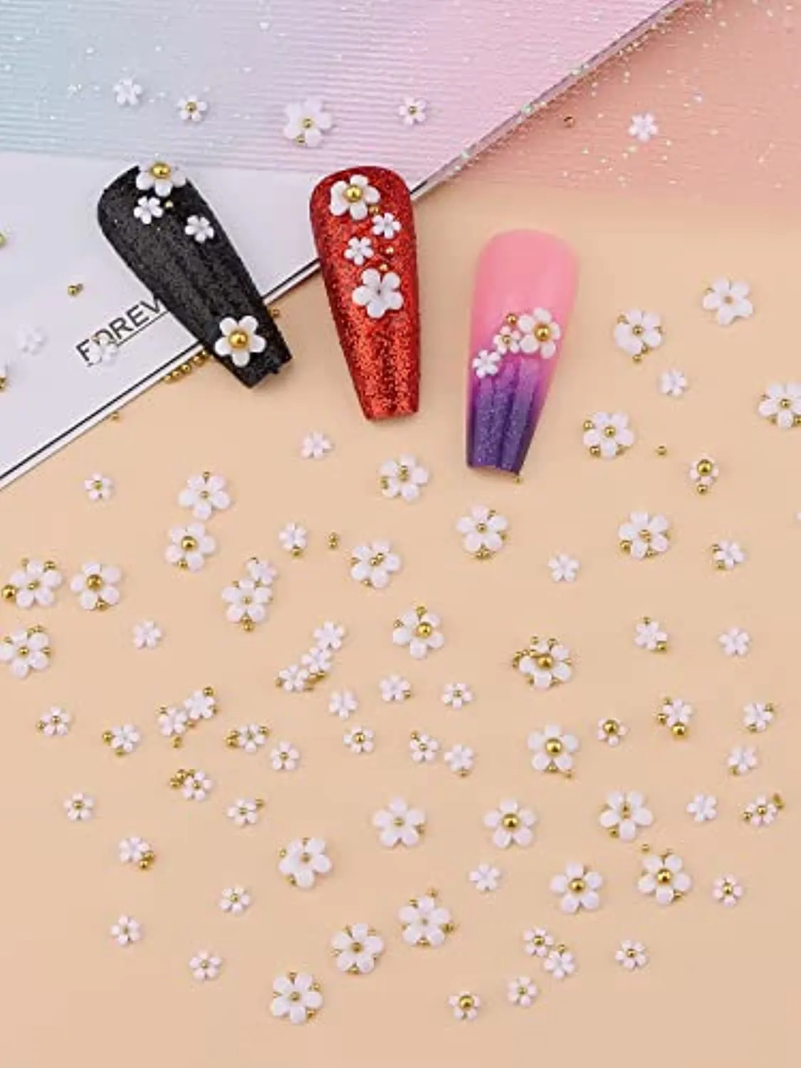 Kalolary 3D Flower Nail Charms Rhinestone for Acrylic Nail Decorations, Acrylic Flowers Nail Art Stud Decorations for Women Girls