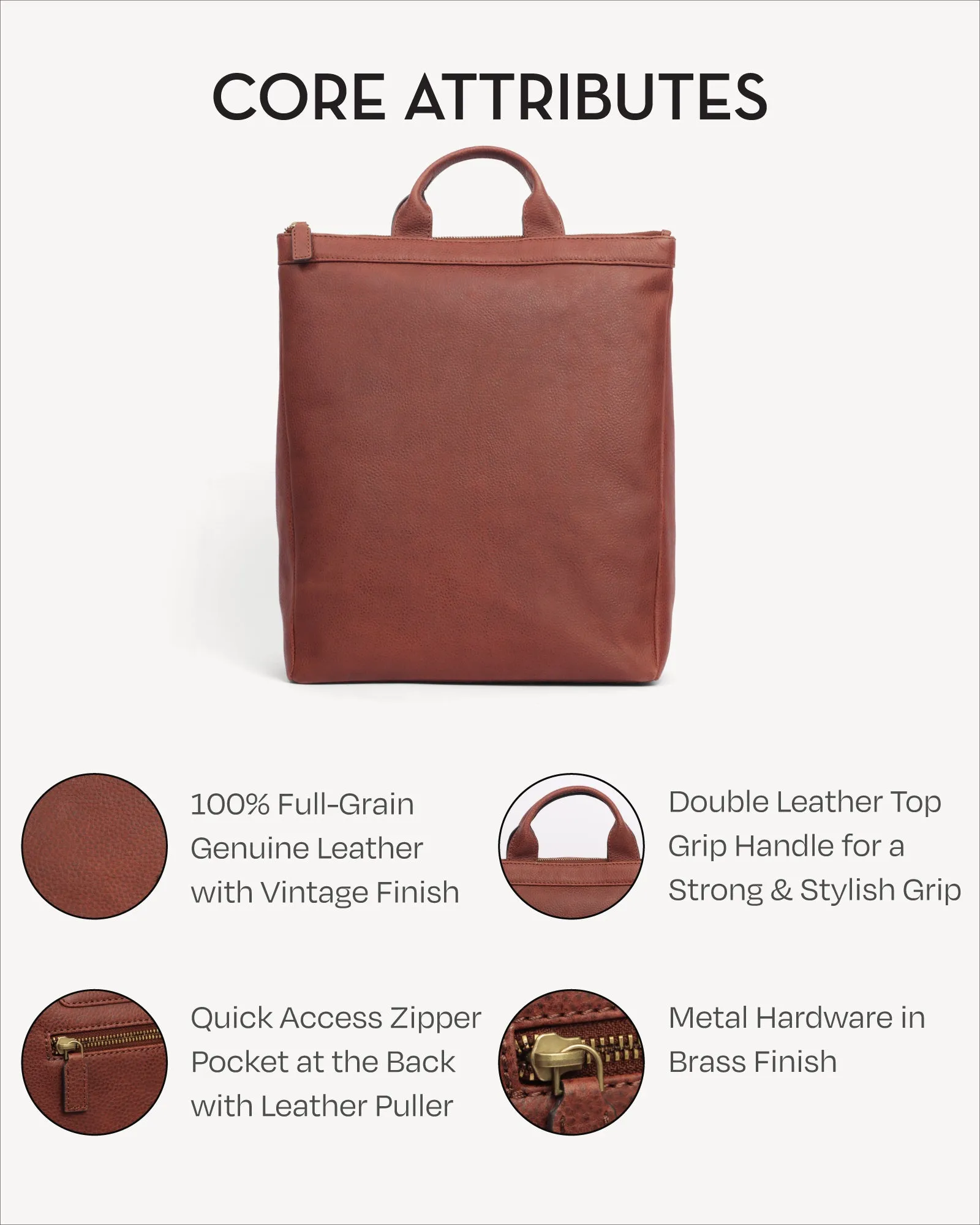 Kyoto Backpack - Cognac Brown