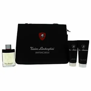 Lamborghini Invincible 4 Pcs Set For Men: 4.2 Eau De Toilette   5 Oz Shower Gel   5 Oz After Shave Balm   Briefcase