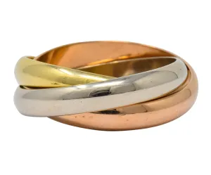 Les Must De Cartier Vintage 18 Karat Gold Unisex Trinity Rolling Band Ring