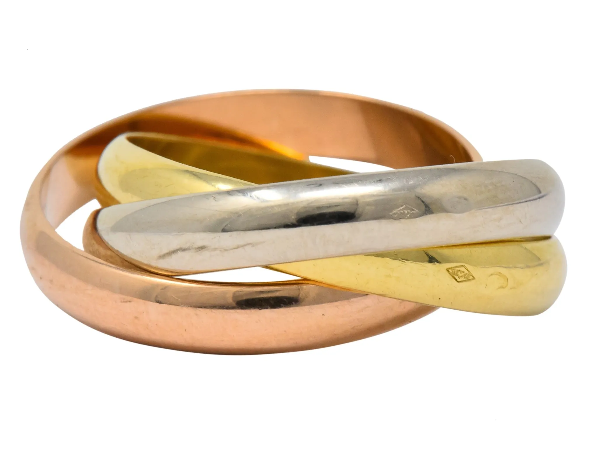 Les Must De Cartier Vintage 18 Karat Gold Unisex Trinity Rolling Band Ring