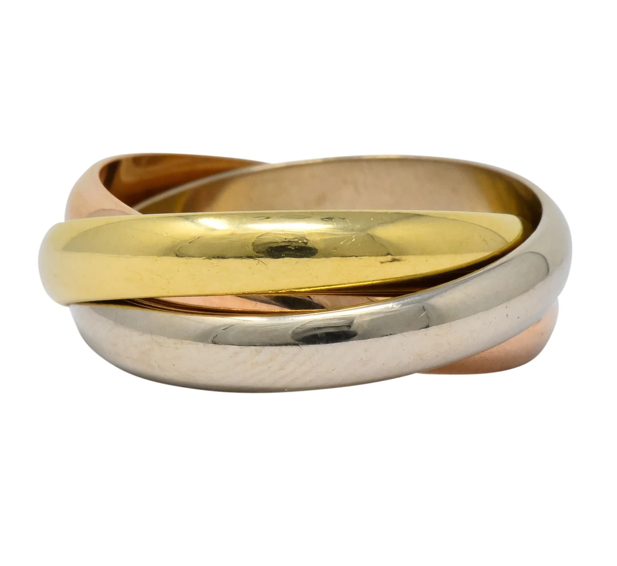 Les Must De Cartier Vintage 18 Karat Gold Unisex Trinity Rolling Band Ring