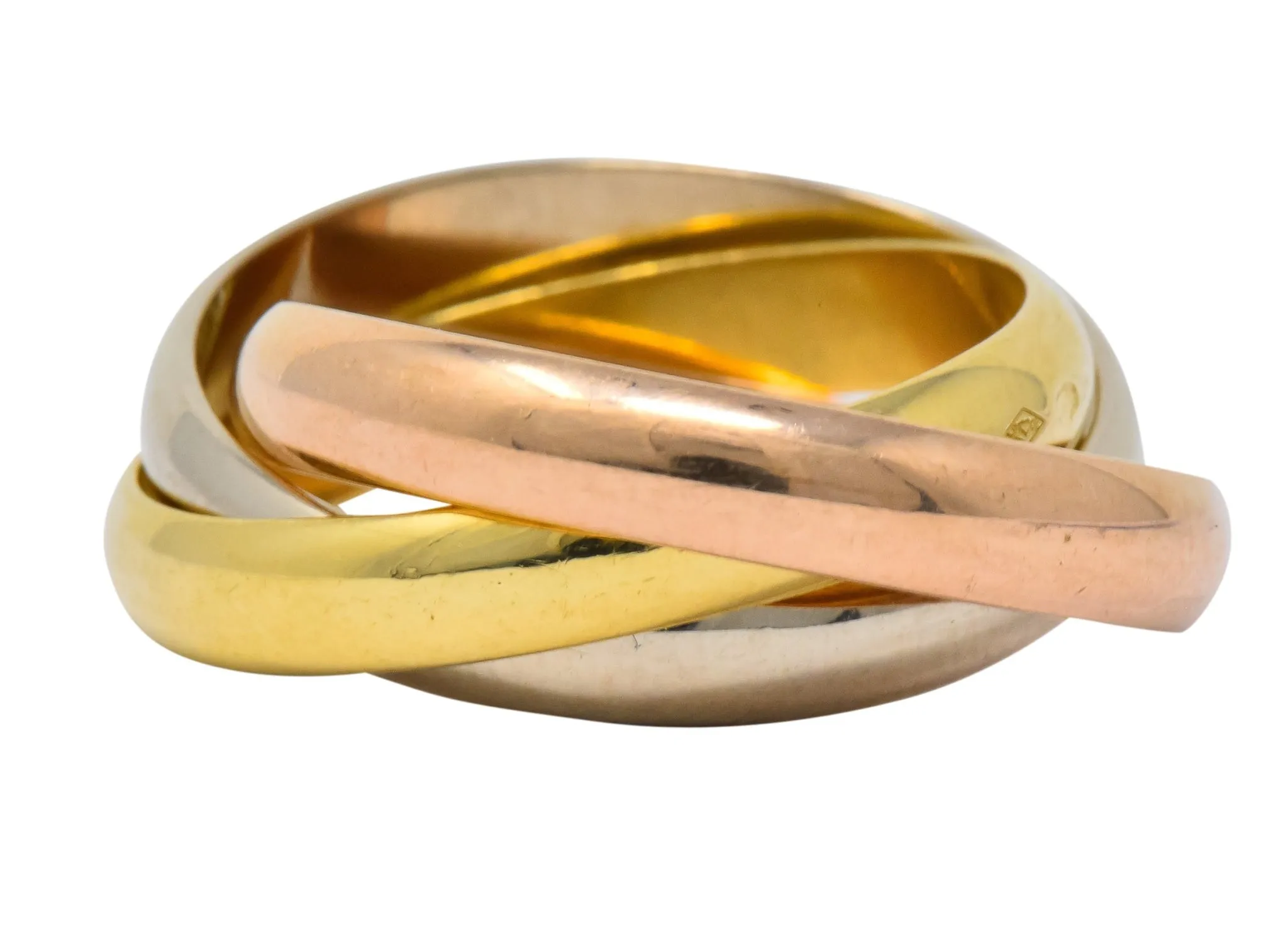 Les Must De Cartier Vintage 18 Karat Gold Unisex Trinity Rolling Band Ring
