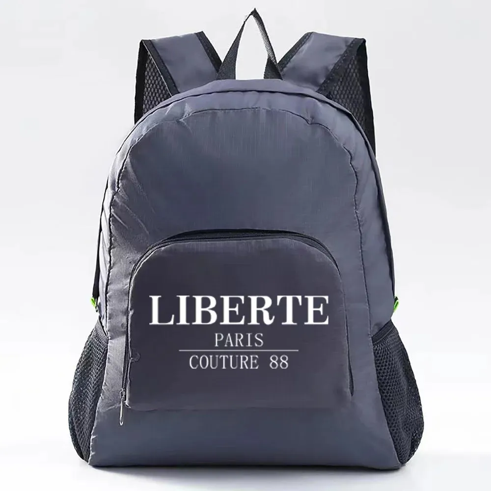 Lightweight Foldable Backpack Sports Travel Hiking Climbing Bag Text Printed Portable Outdoor Pack for Women Men Travel Storage