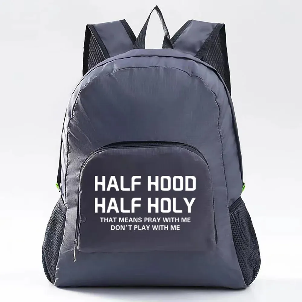 Lightweight Foldable Backpack Sports Travel Hiking Climbing Bag Text Printed Portable Outdoor Pack for Women Men Travel Storage