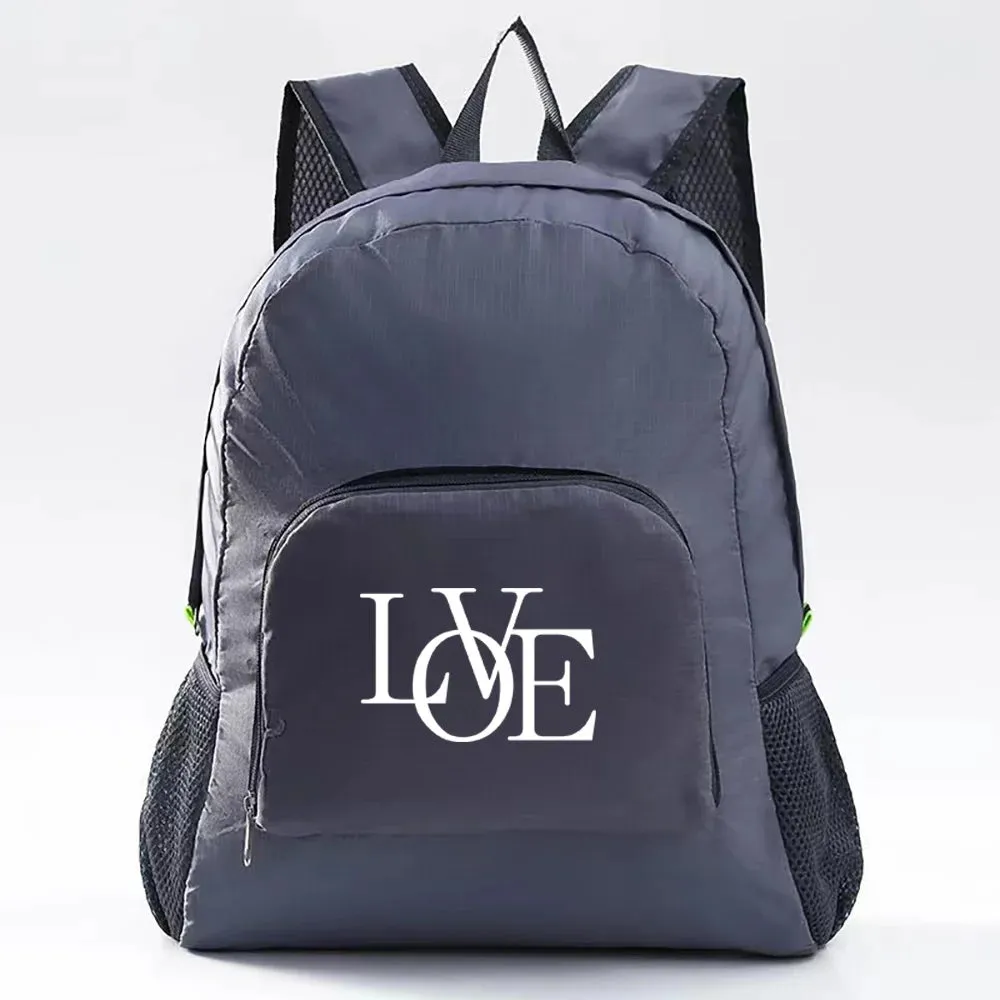 Lightweight Foldable Backpack Sports Travel Hiking Climbing Bag Text Printed Portable Outdoor Pack for Women Men Travel Storage