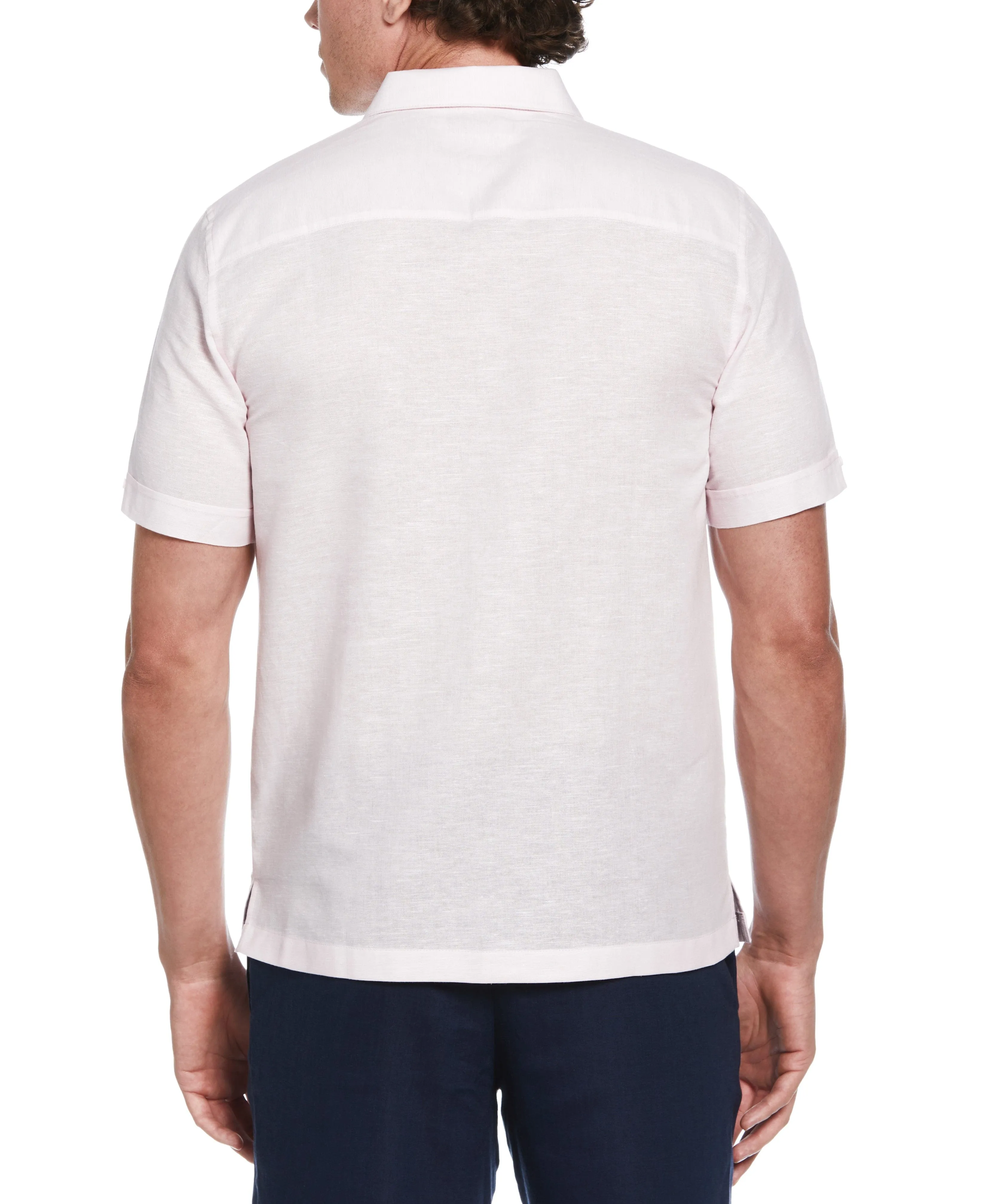 Linen Blend Tri-Color Panel Shirt