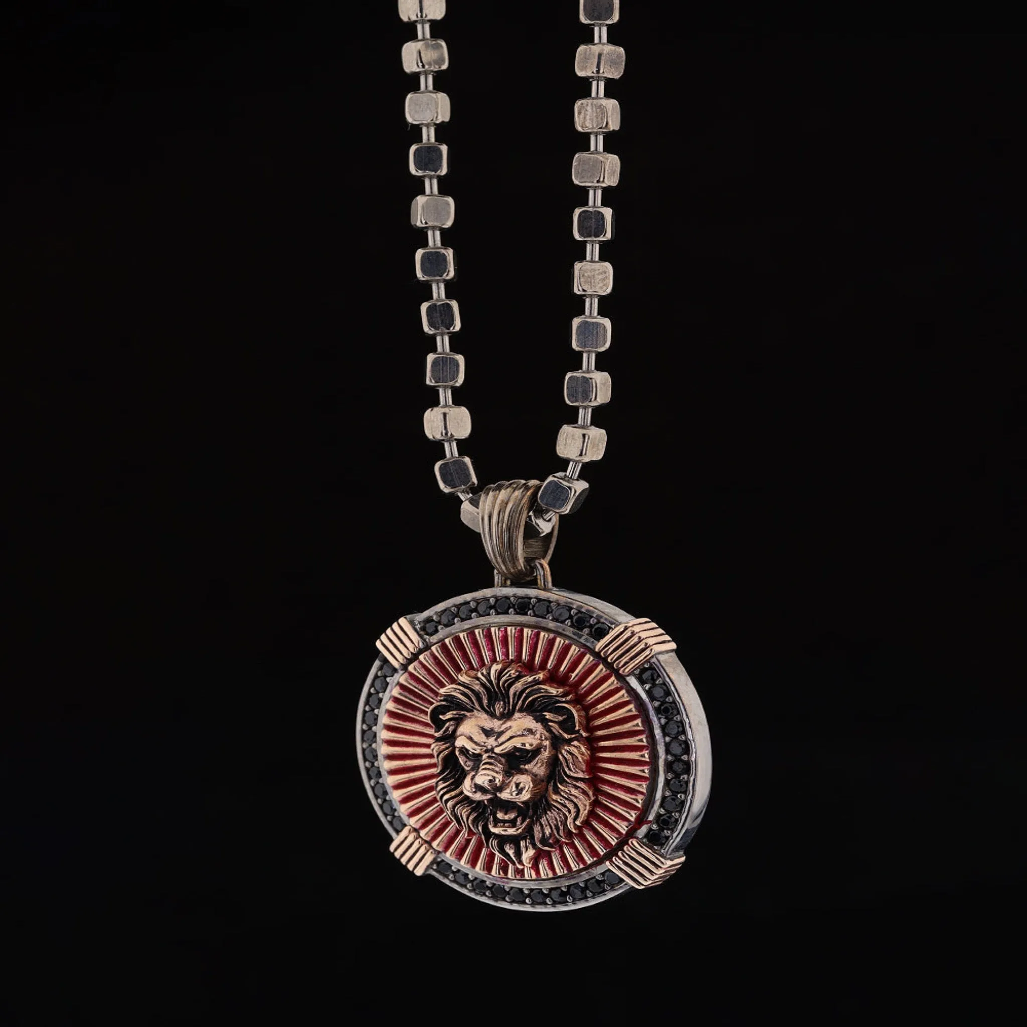 Lion Medallion Necklace in Sterling Silver