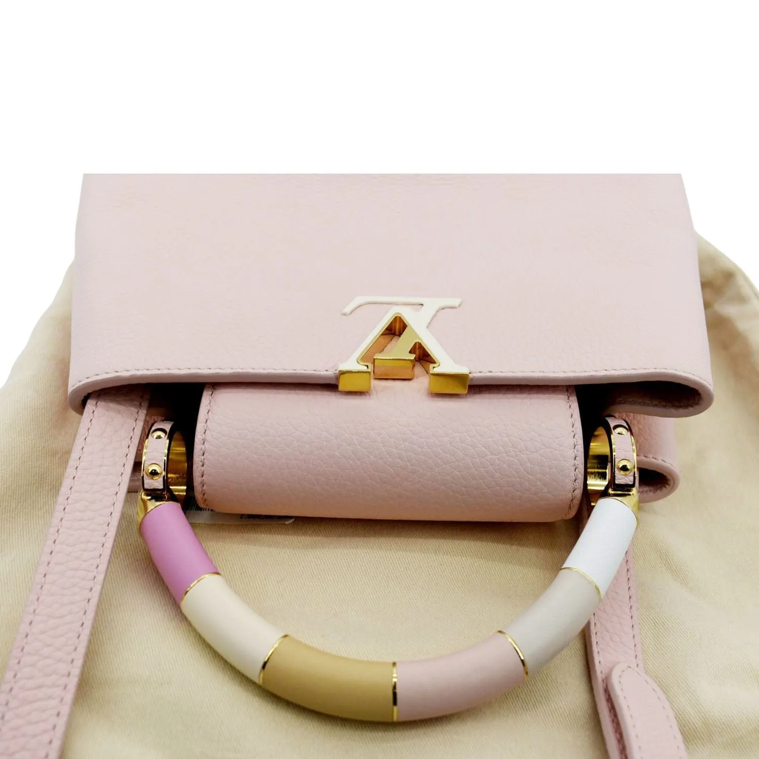 LOUIS VUITTON Capucines BB Taurillon Leather Shoulder Bag Baby Pink