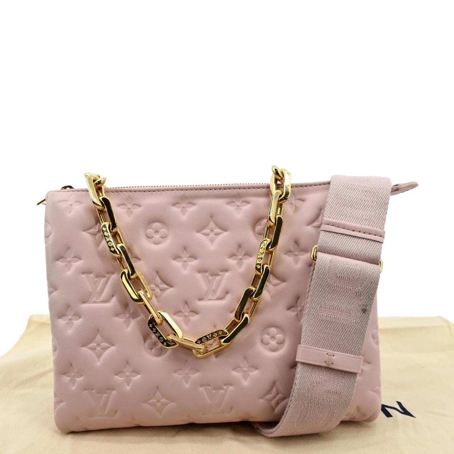 LOUIS VUITTON Coussin PM Monogram Embossed Shoulder Bag Pink